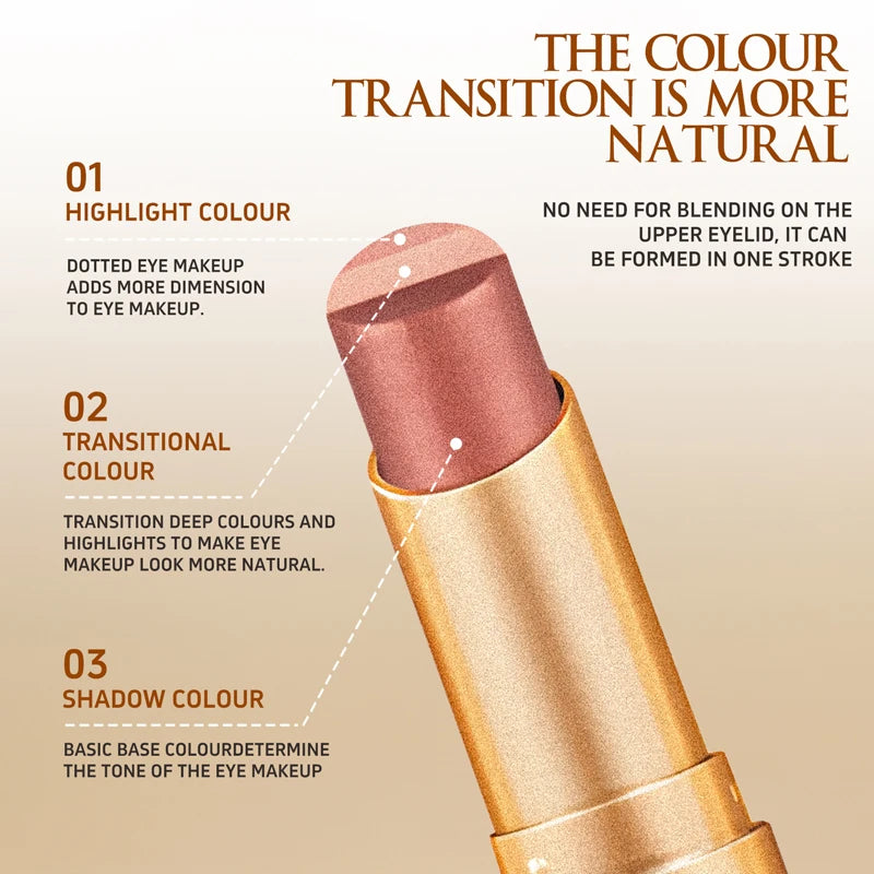 3-Color Matte Earth-Tone Eyeshadow Stick