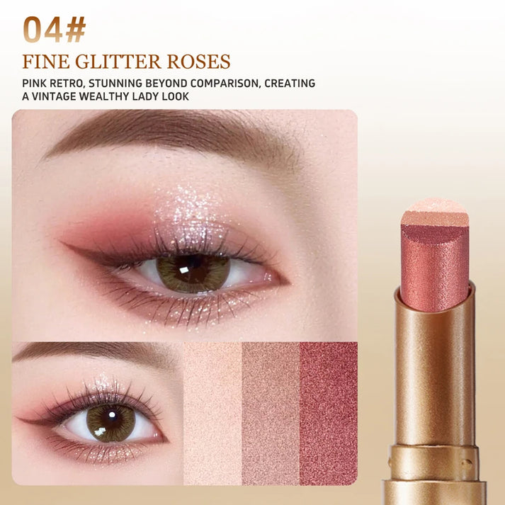 Fine Glitter Rose eyeshadow stick and eye look
