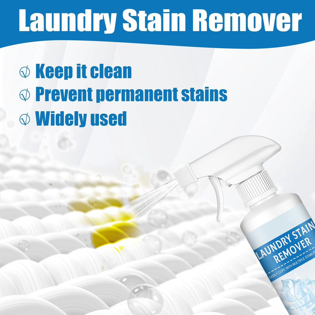 Spray bottle applying liquid to a stained fabric area