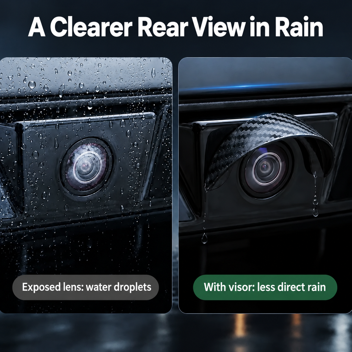 Camera view comparison in rainy weather