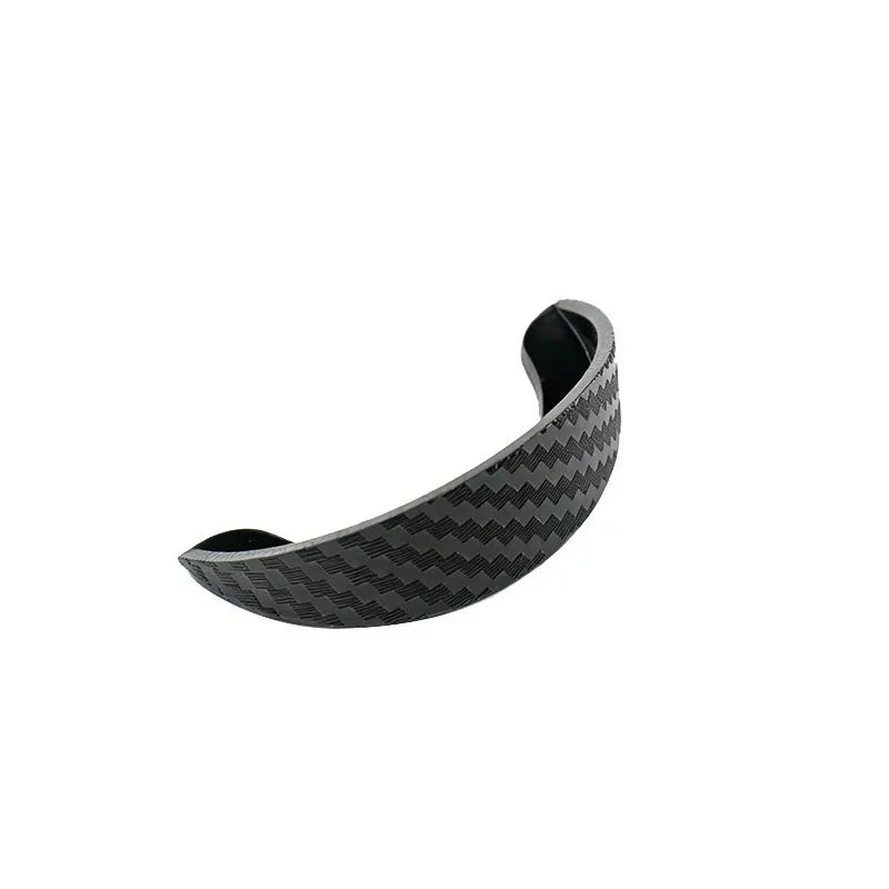 Curved carbon-pattern camera visor on white background