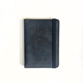 Black RFID-blocking passport wallet with elastic closure