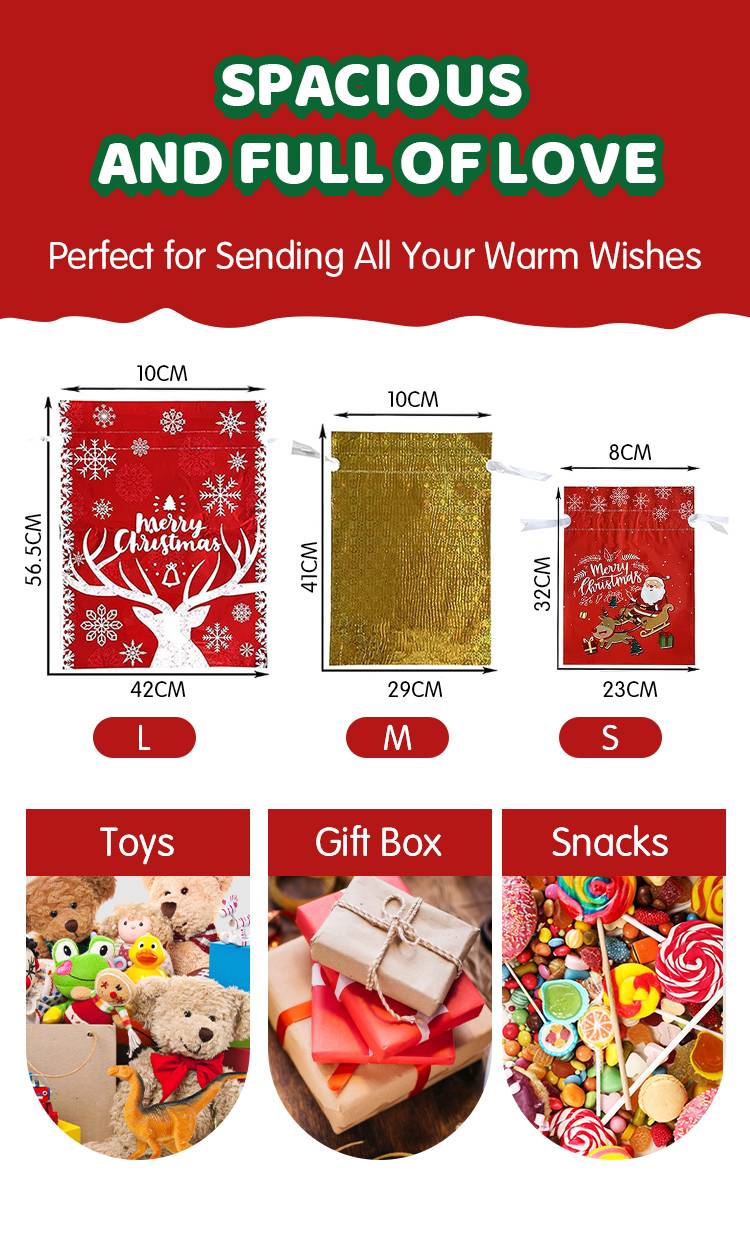 Christmas Drawstring Gift Bags
