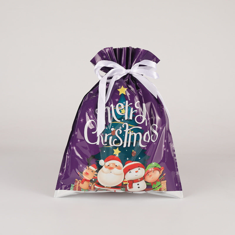 Snowman Purple Christmas drawstring gift bag