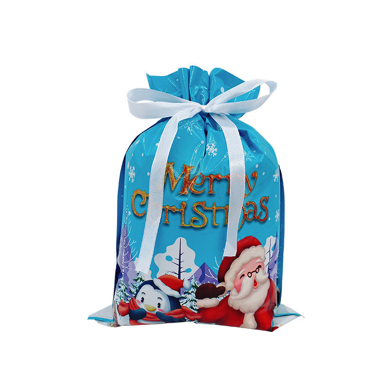 Sky Blue Christmas drawstring gift bag