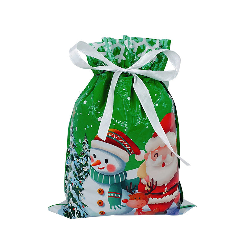 Christmas Green 2 Christmas drawstring gift bag
