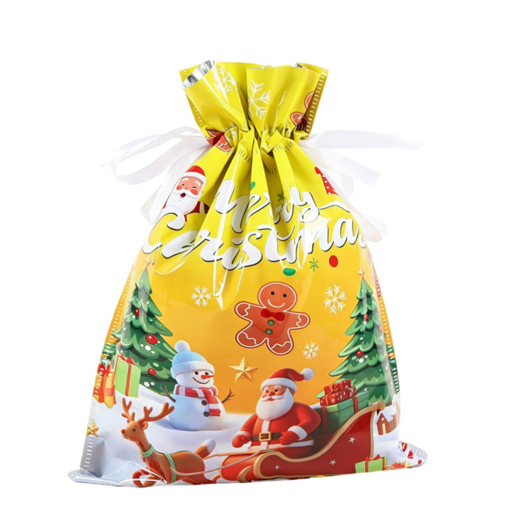 Gingerbread Yellow Christmas drawstring gift bag