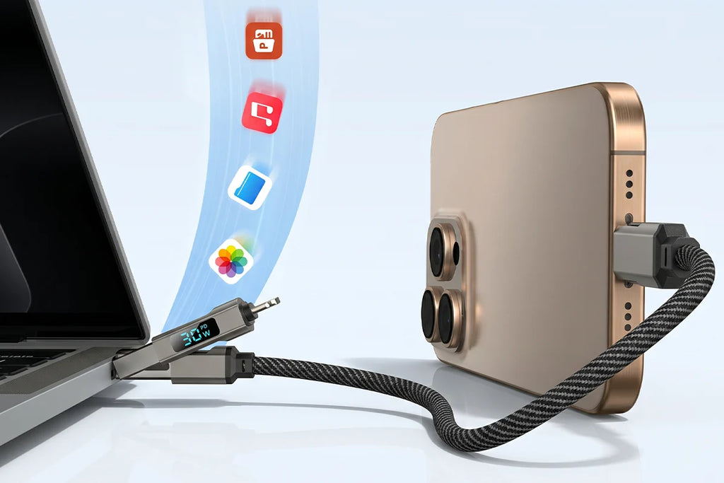 4-in-1 Digital Display Keychain Charging Cable