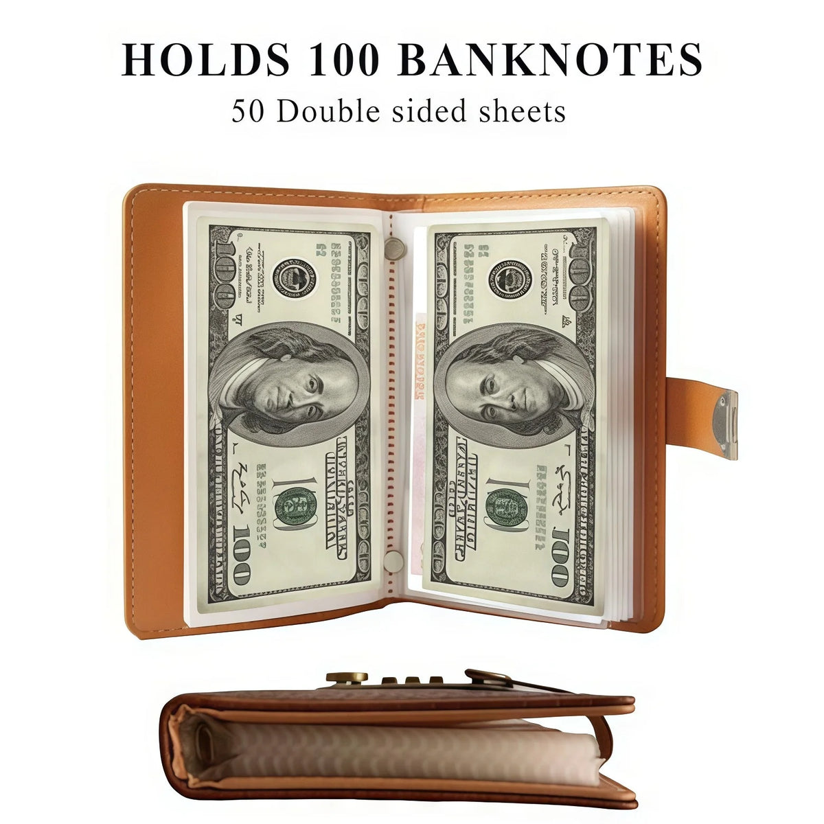 A6 PU Leather 3-Digit Combination Lock Binder Organizer