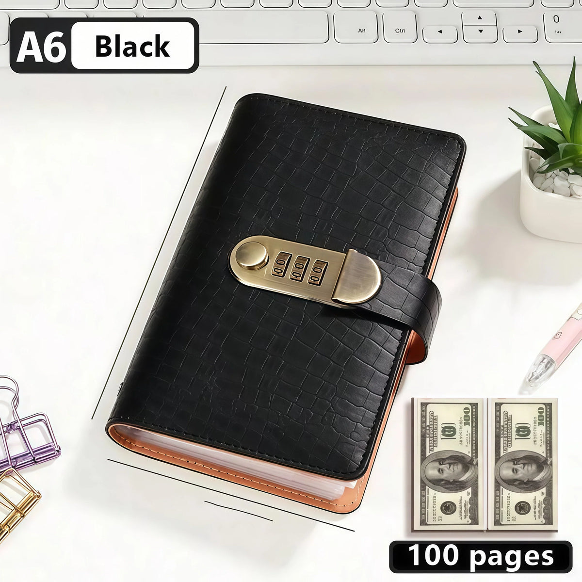 Mystery Black A6 combination-lock binder