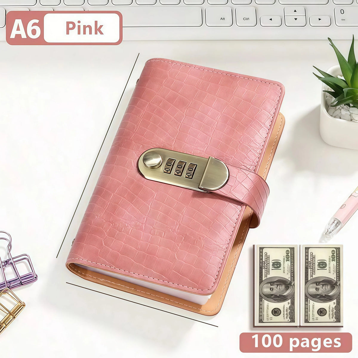 Peach Pink A6 combination-lock binder