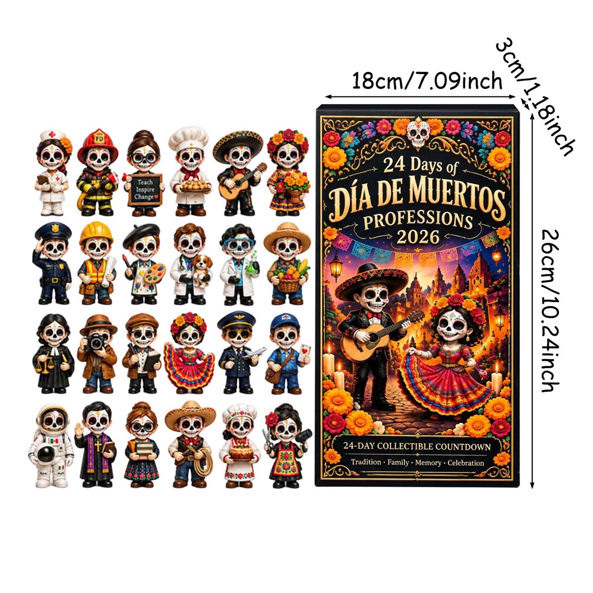 2026 Day of the Dead Professions 24-Day Advent Calendar with Acrylic Ornaments