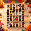 Profession themed skull ornament designs in a festive display