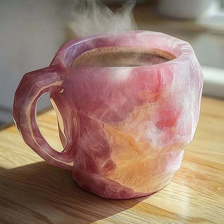Pink crystal geode texture coffee mug