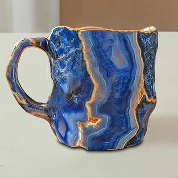 Dark Blue crystal geode texture coffee mug