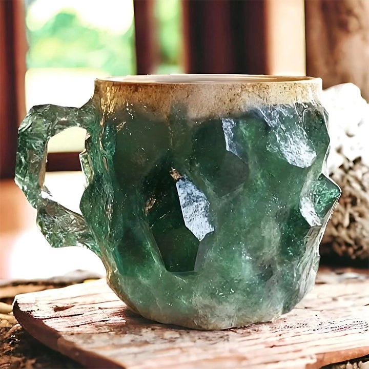 Green Crystal crystal geode texture coffee mug