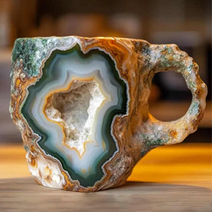 Green Yellow Ore crystal geode texture coffee mug