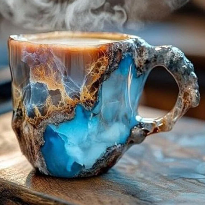Yellow Blue Ore crystal geode texture coffee mug