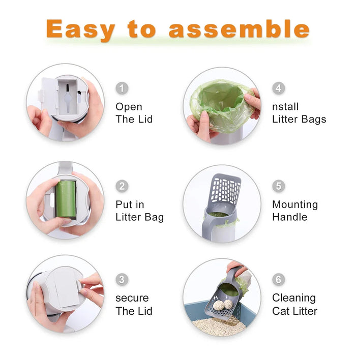 All-in-One Cat Litter Scoop with Waste Bag Dispenser