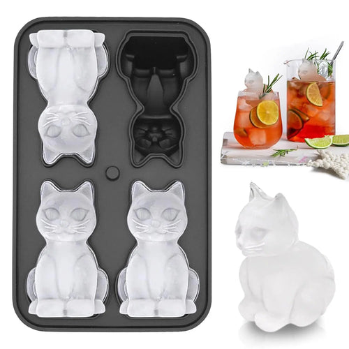 Black cat silicone ice mold and cat-shaped ice