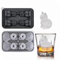 Silicone cat ice mold in black with shaped ice