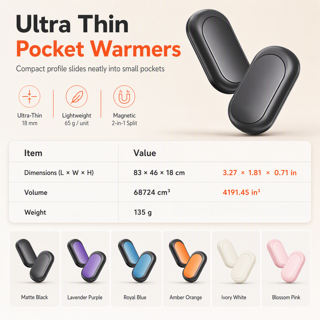 Magnetic Split 2-in-1 Rechargeable Hand Warmer Portable USB Electric Pocket Warmer