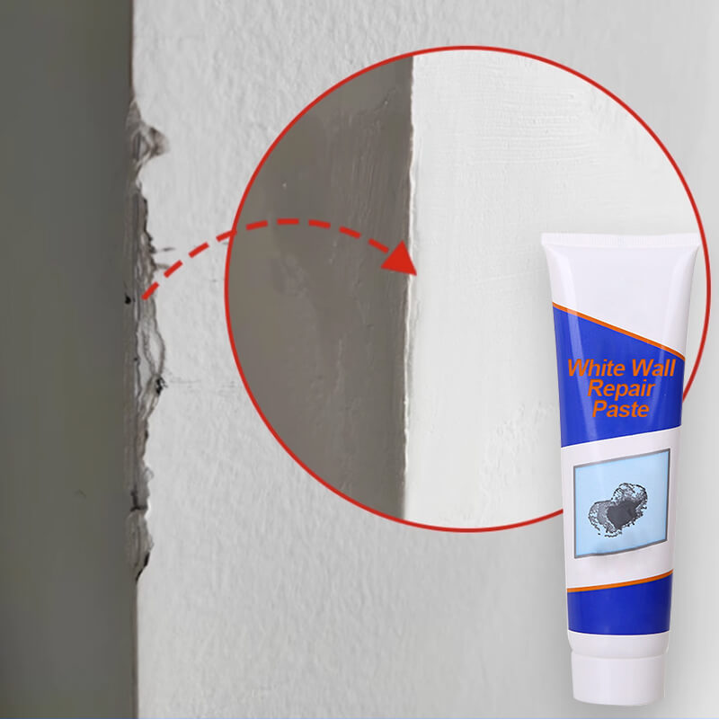 Chipped wall edge with a close-up repair illustration