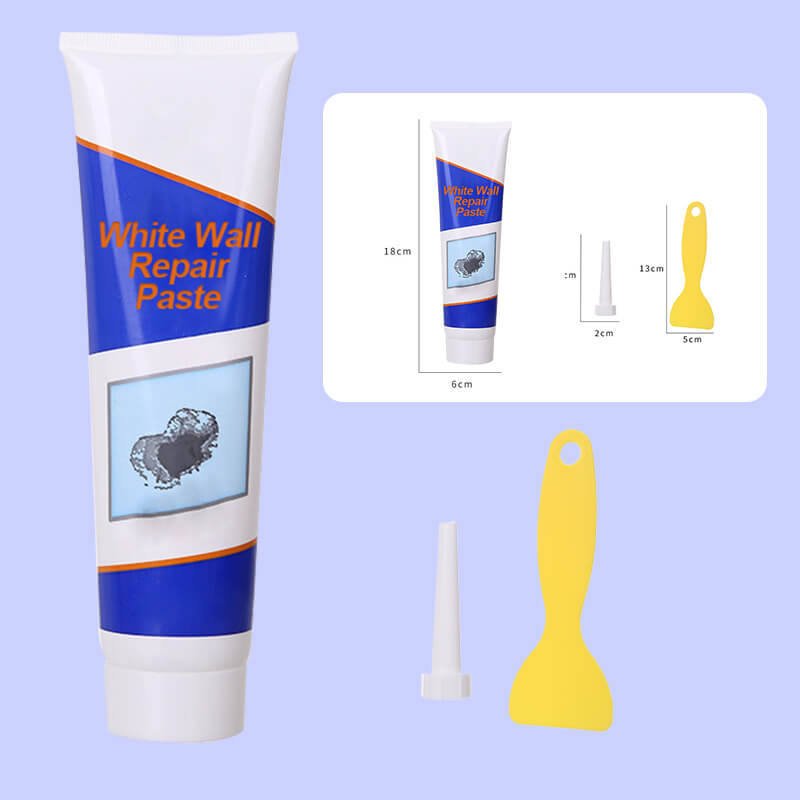 One blue tube, one nozzle and one yellow scraper