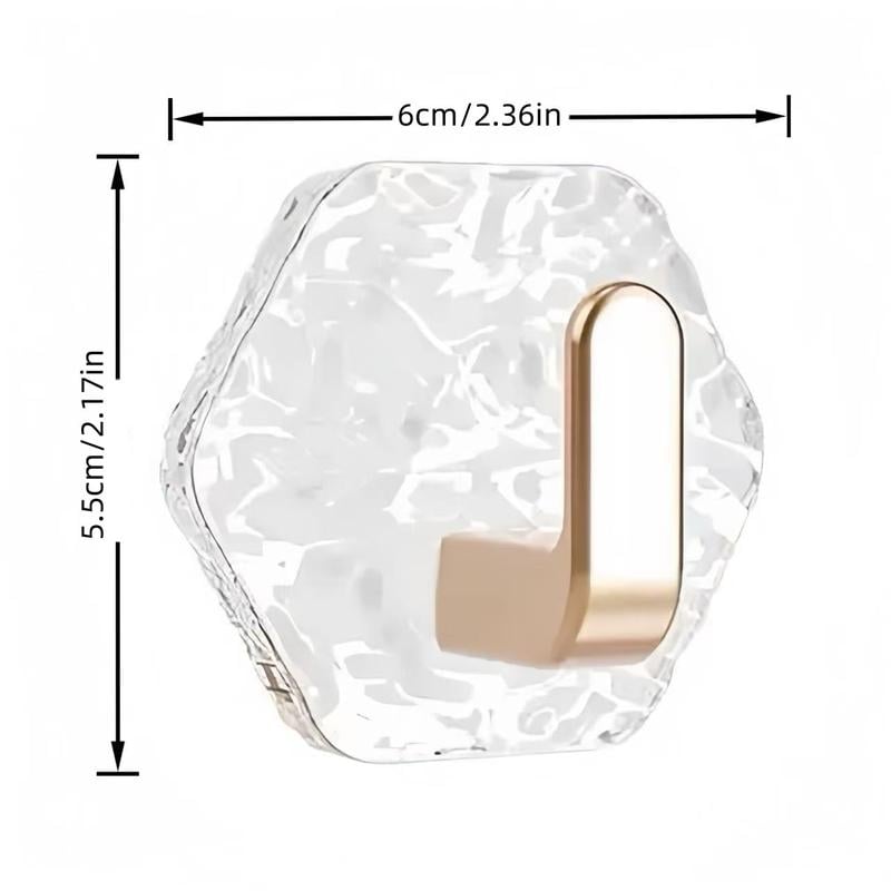 Hexagonal Crystal Ripple Self-Adhesive Wall Hooks Heavy Duty Sticky Hooks
