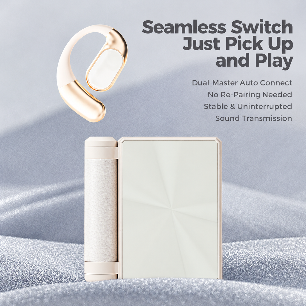 Open-Ear Wireless Bluetooth Headphones Foldable Sports Earphones with Charging Case
