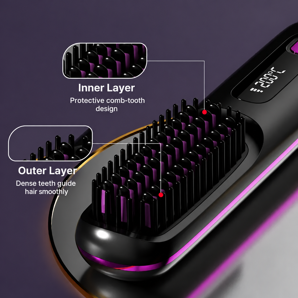 Cordless Heated Hair Straightener Brush
