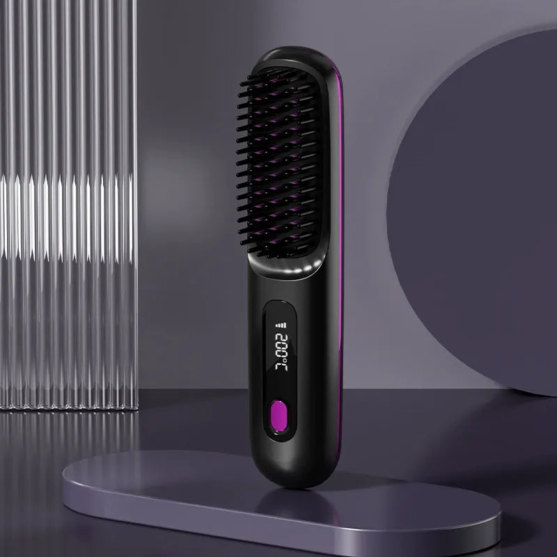 Cordless Heated Hair Straightener Brush