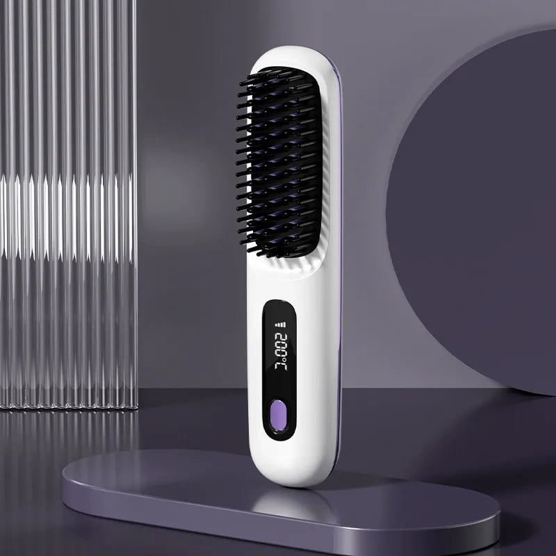 Cordless Heated Hair Straightener Brush