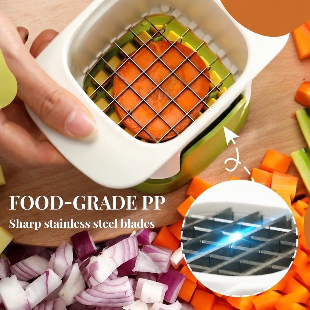 Close view of the vegetable chopper cutting grid