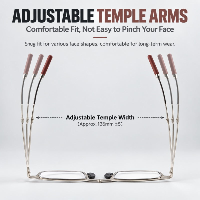Reading glasses with adjustable temple arms