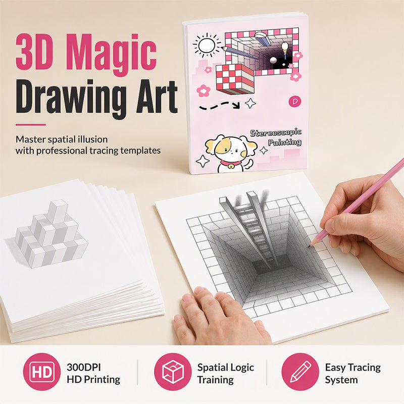 Optical illusion tracing drawing book and drawing activity