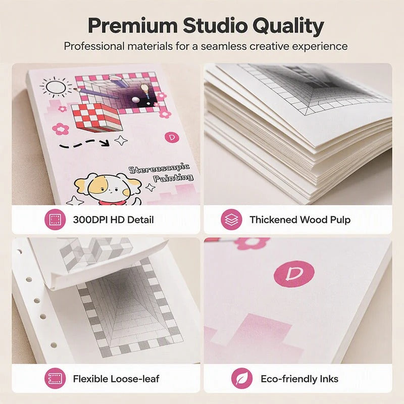 3D Optical Illusion Tracing Drawing Book for Kids