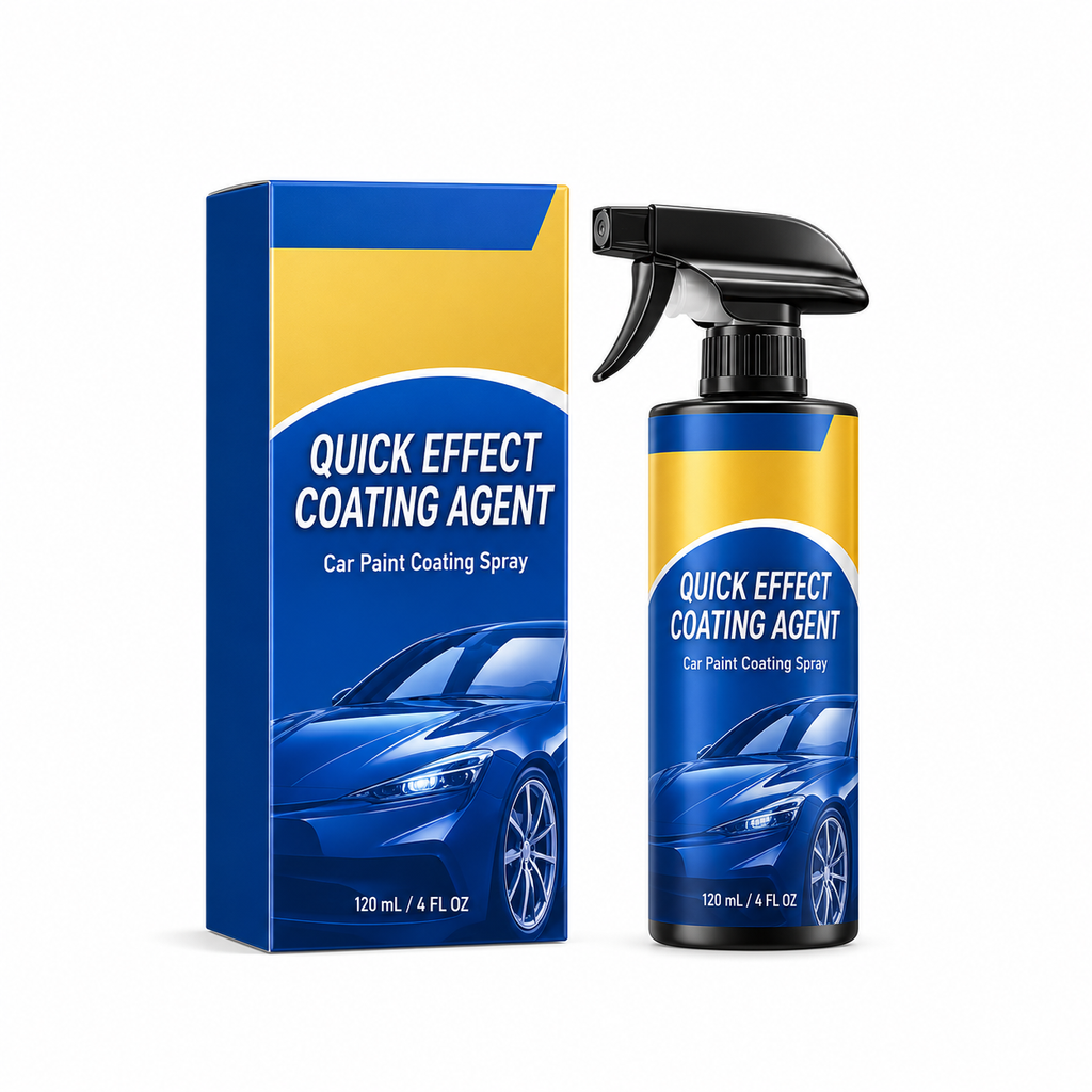 Car coating spray bottle and blue-and-gold box