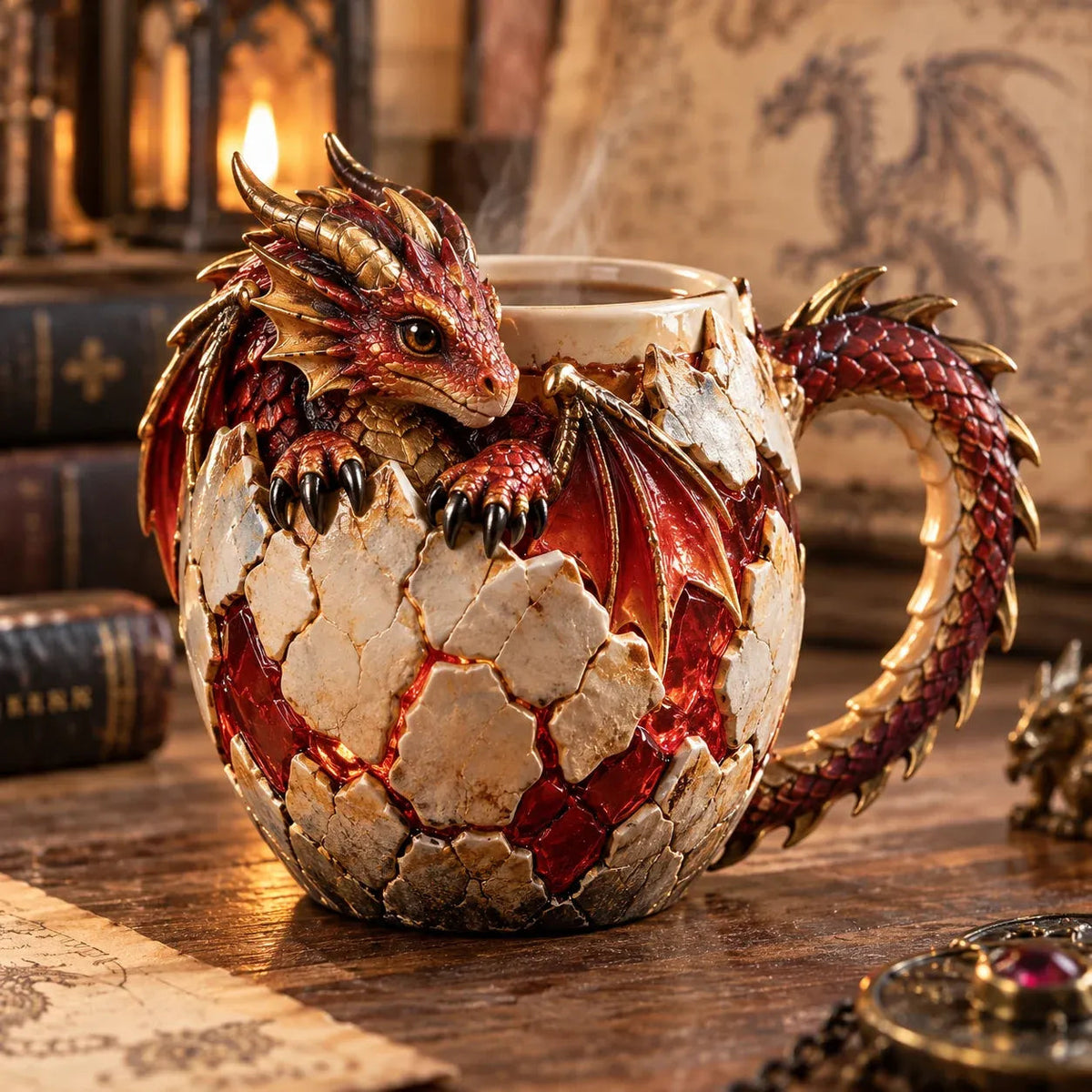 Fire Dragon sculpted dragon egg mug