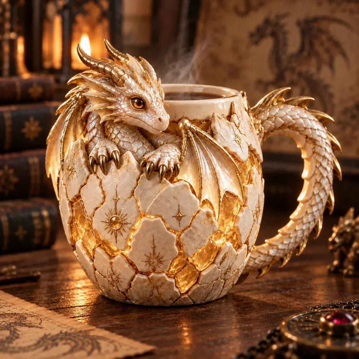 Light Dragon sculpted dragon egg mug