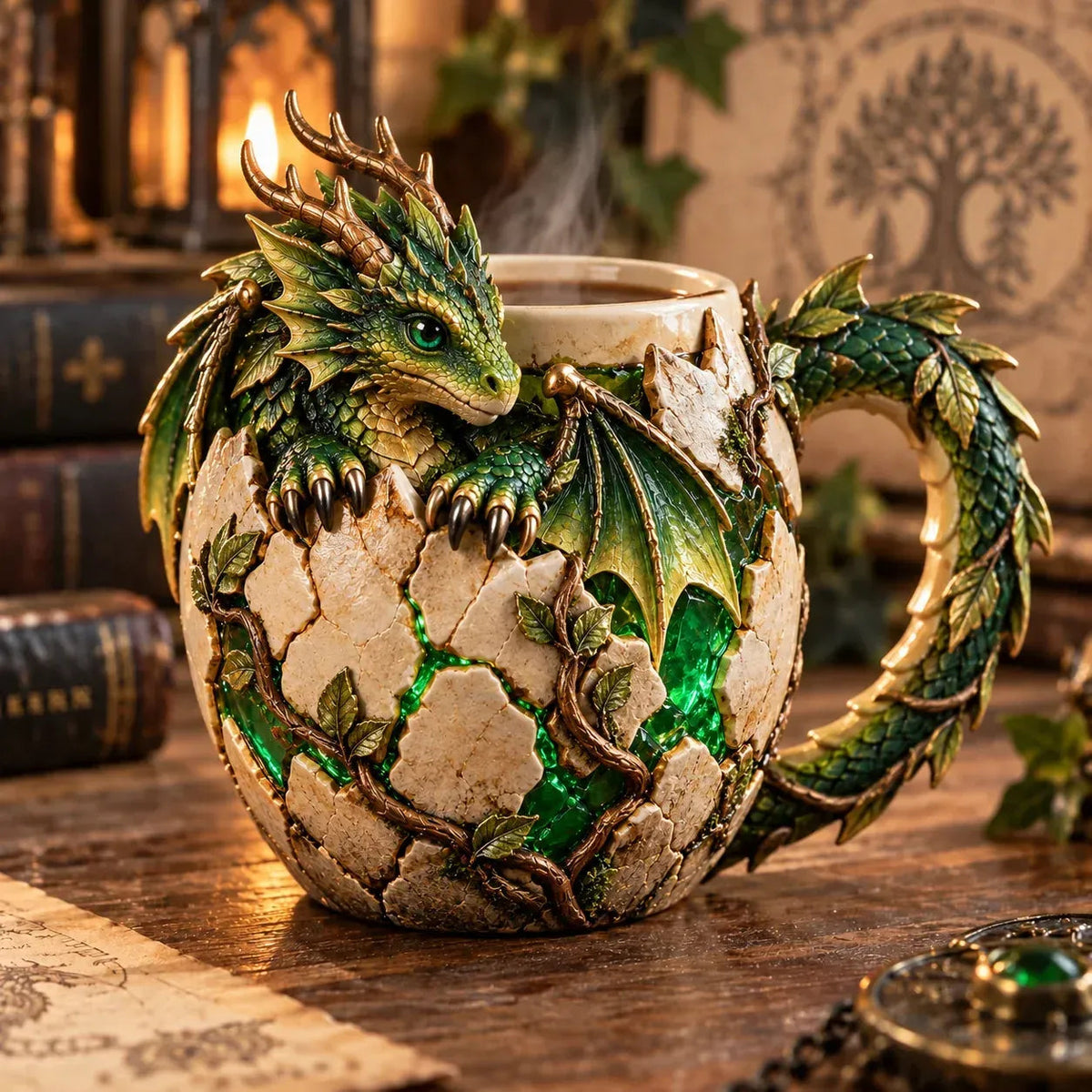 Forest Dragon sculpted dragon egg mug