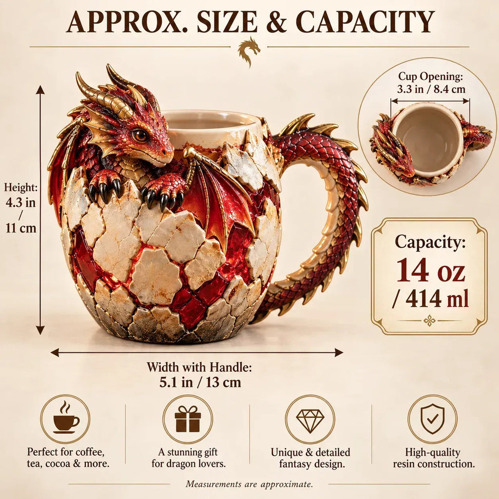 3D Sculpted Dragon Egg Mug Fantasy Coffee Cup