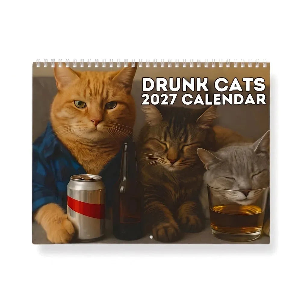 Drunk Cats 2027 standing desk calendar front cover