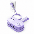 Purple travel power strip with flat plug and wrapped cord