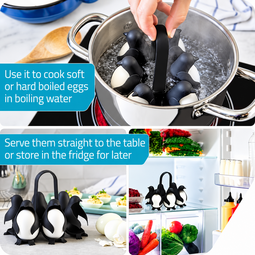 Penguin Egg Holder and Cooker for Boiling and Storage