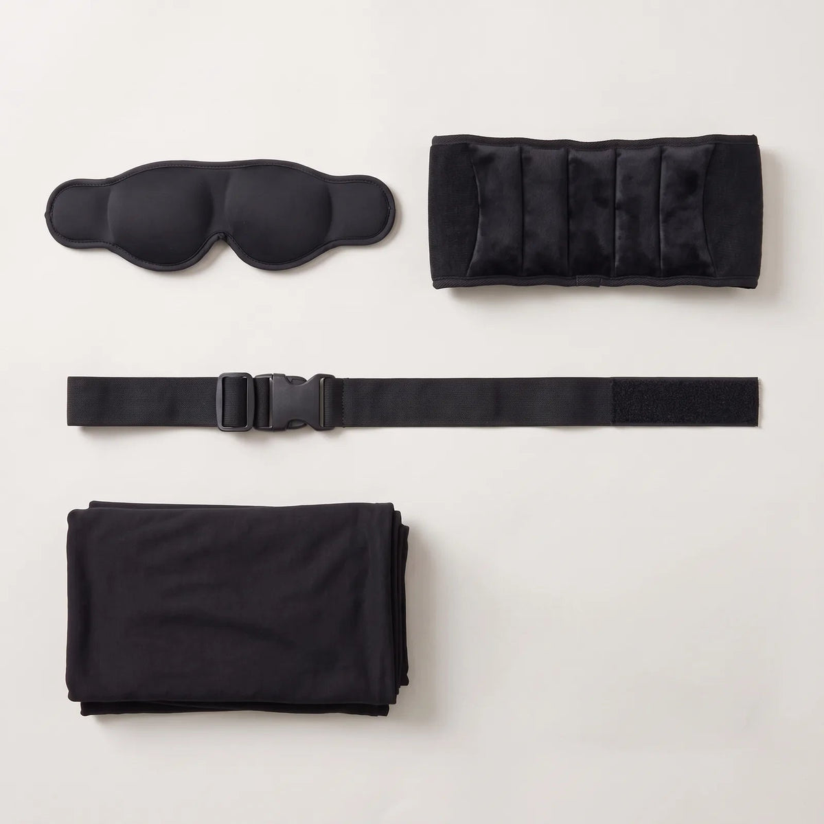 Travel sleep set components laid out