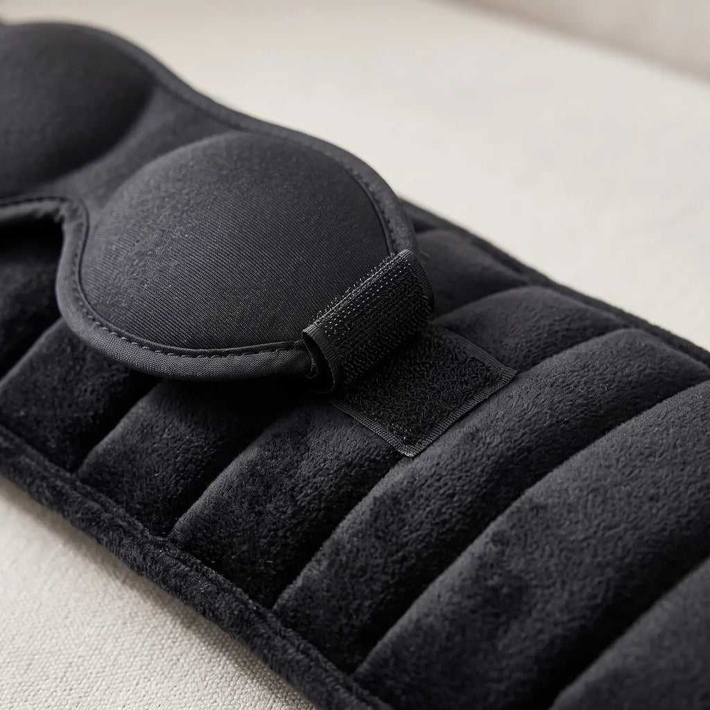 Contoured eye mask and padded band detail