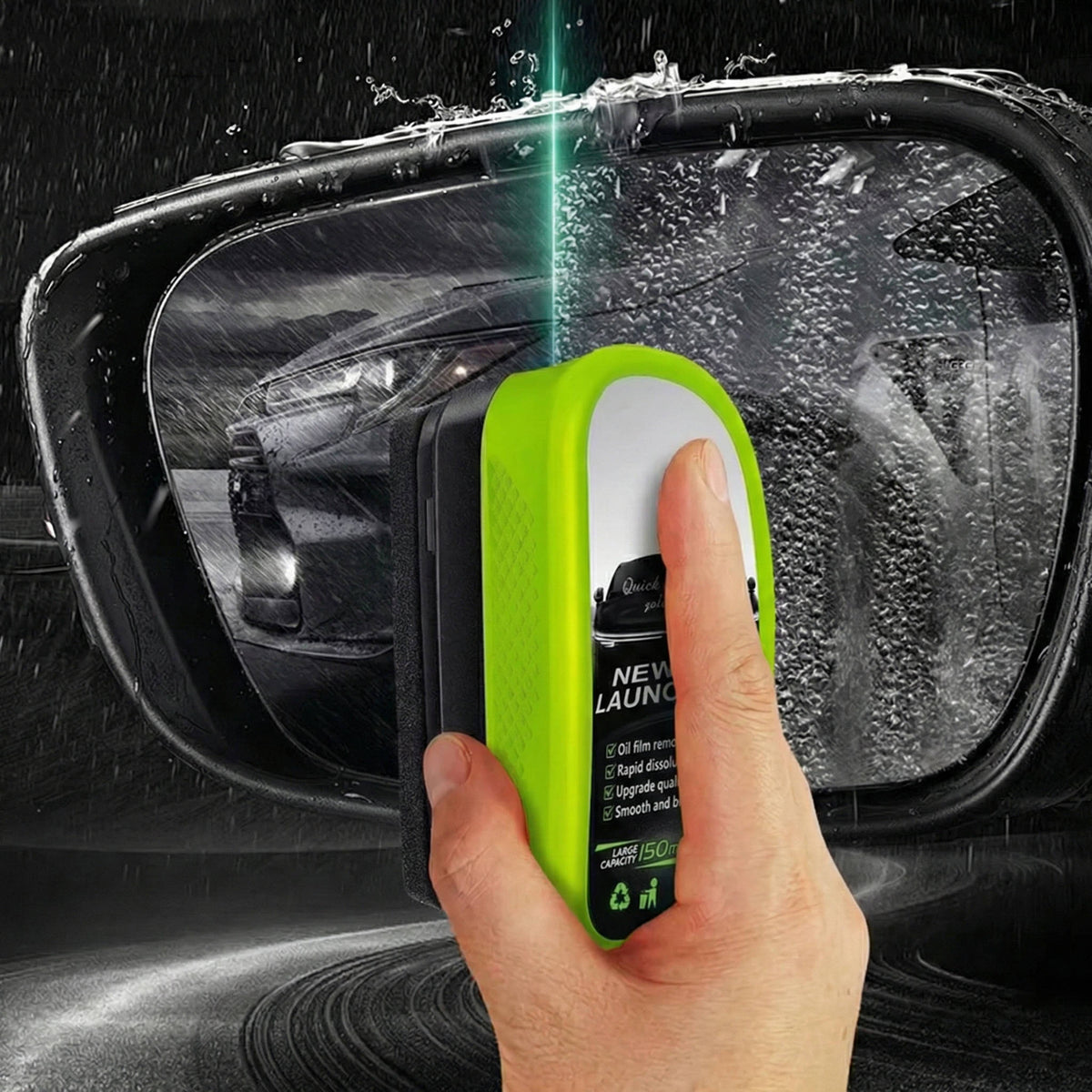 Green oil film cleaning brush used on car glass