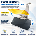 Dual lens visor with labeled smoke daytime and yellow nighttime lenses