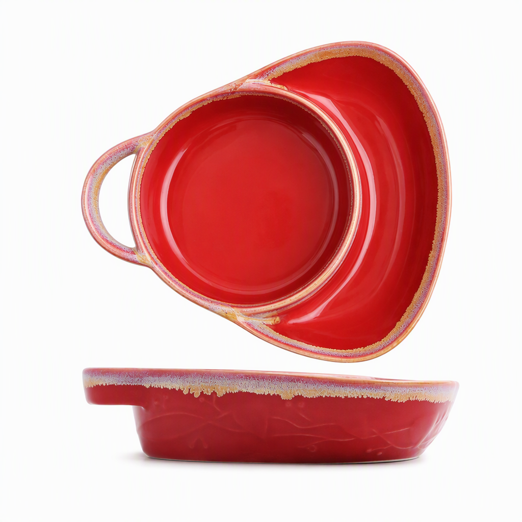 Retro Ceramic Divided Breakfast Plate with Handle